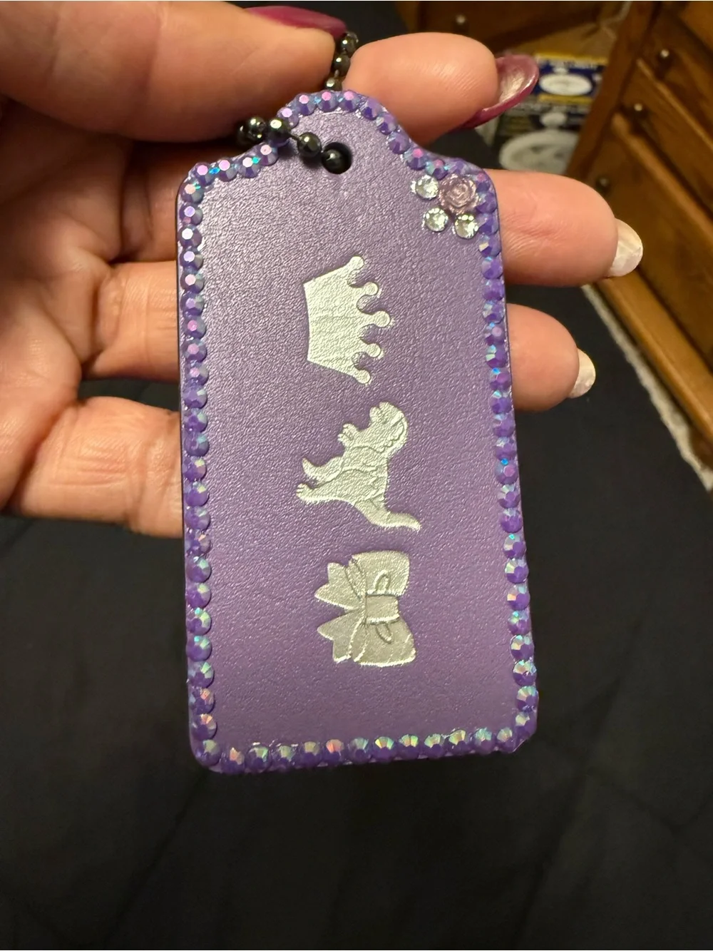 Coach  Authentic Purple Leather Hangtag – Customized/Embellished